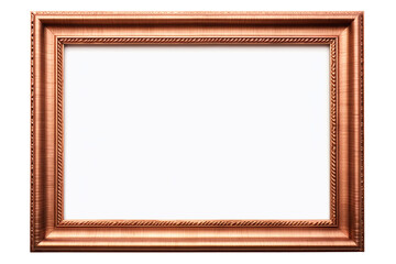 Dark wooden picture frame isolated on white background with empty space for image. Mockup for design, photo, poster. AI generation