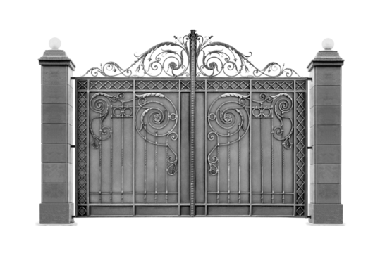 Forged gates with patterns.
