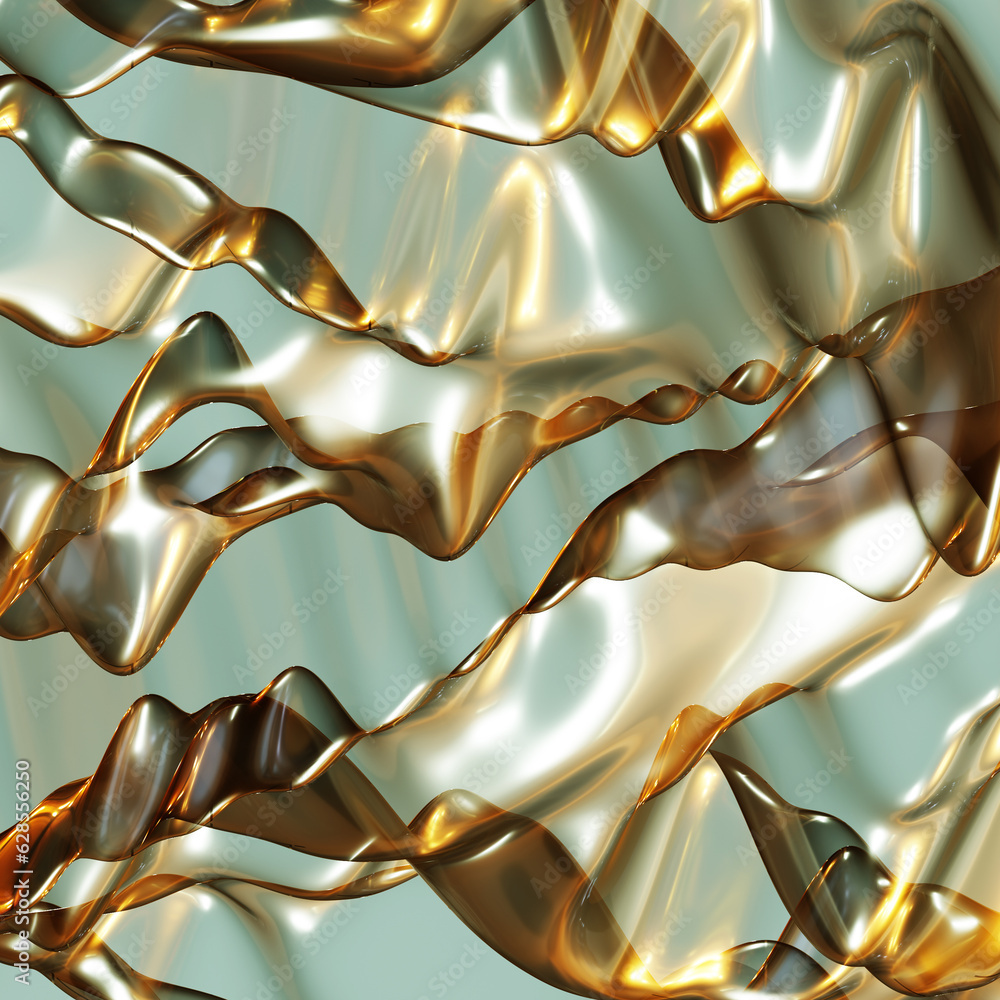 Poster abstract colorful glossy background with curvy and wavy lines in 3d rendering