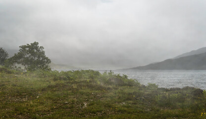 scottish landscape during a rainy day in the highlands, Scotland