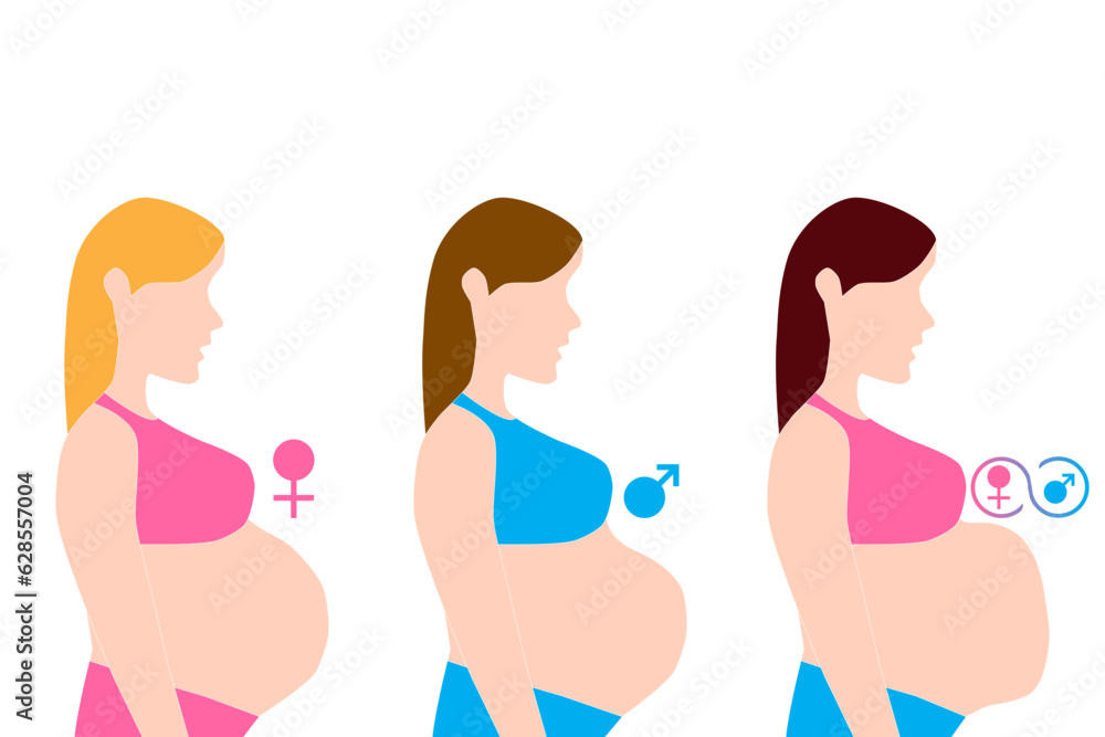 Poster pregnant belly shape and sizes talk about sex of baby.