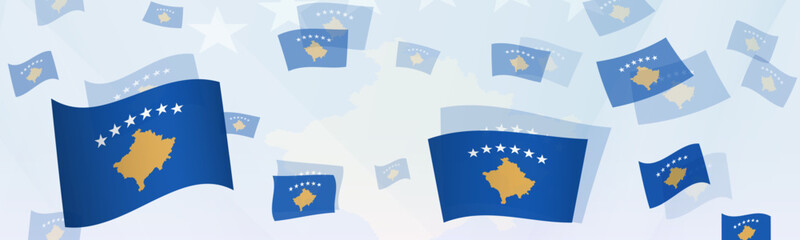 Kosovo flag-themed abstract design on a banner. Abstract background design with National flags.