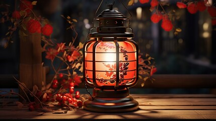 Fototapeta na wymiar Traditional asian new year red lamps festival decorated generative ai