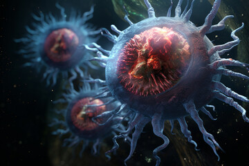 An otherworldly bio-virus illustration, imagining a virus from an alien world Generative AI