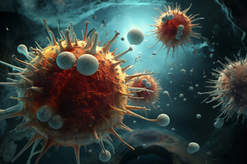 An otherworldly bio-virus illustration, imagining a virus from an alien world Generative AI
