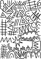 doodle art black and white hand drawn