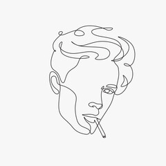 Men line art vector. Continuous one line drawing of man portrait. Hairstyle. Fashionable men's style.