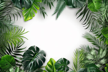 Naklejka premium a frame of palm branches with green leaves. .