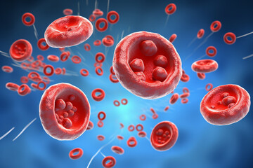 An educational illustration of erythrocytes, with labels explaining their role in oxygen transport Generative AI