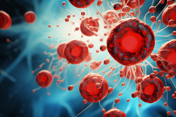 An abstract illustration of erythrocytes, with vibrant colors symbolizing the life-giving properties of Generative AI