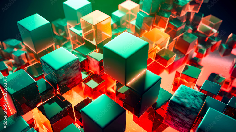 Aufkleber group of cubes that are all different colors and sizes of cubes