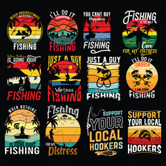 custom vintage fishing t-shirt design bundle, fishing SVG bundle t-shirt design