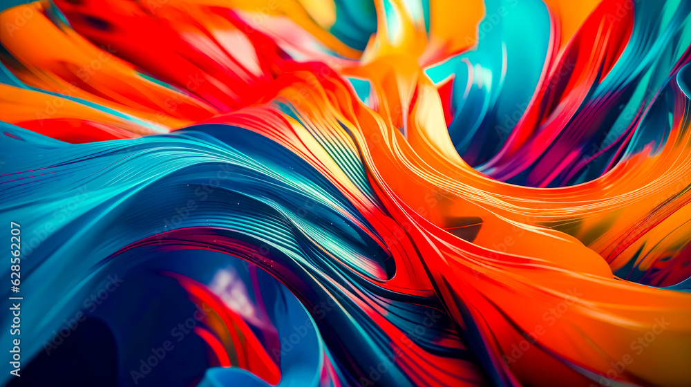 Aufkleber close up view of multicolored abstract art work with wavy lines