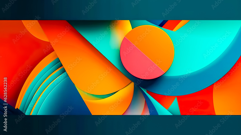 Poster colorful abstract painting with circular object in the middle of the image