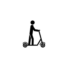 Man silhouette on electric scooter icon isolated on white background © sljubisa