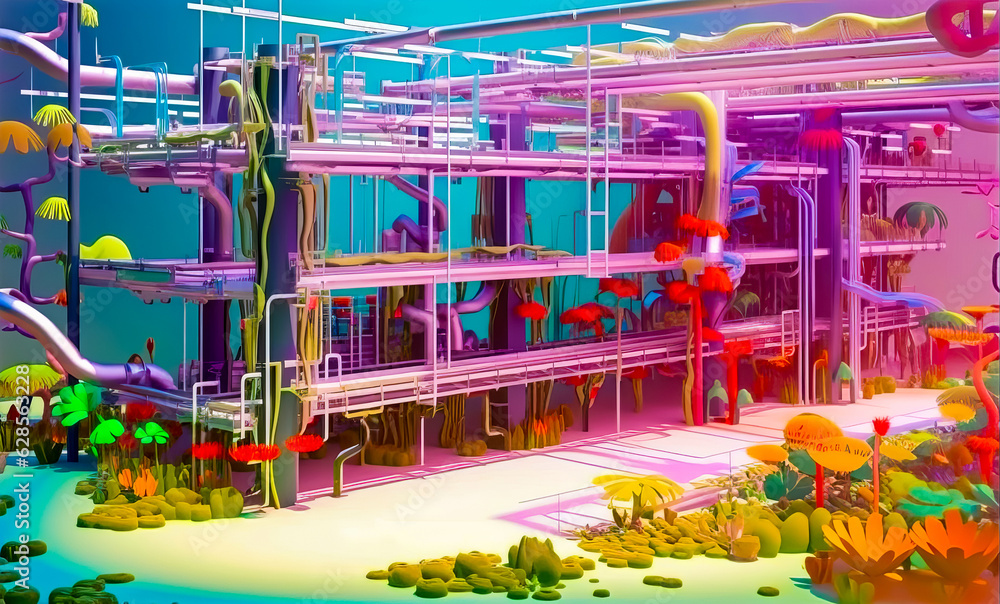 Aufkleber computer generated image of building with lot of pipes and pipes
