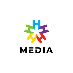 Obraz premium MODERN LETTER H COLORFUL ABSTRACT VECTOR LOGO