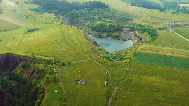 4k Drone Aerial footage of Emerald Lake Racos in Transylvania