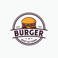 fast food hamburger logo design template