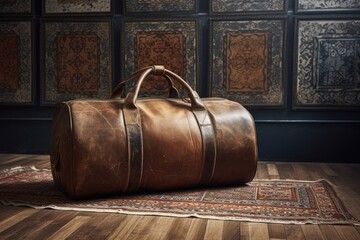 Classic Fitness Atmosphere: Vintage Gym with Leather Bag