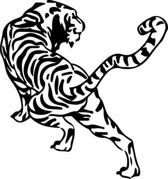 illustration of a cartoon tiger Tiger Retro Clip Art Stock Vector
