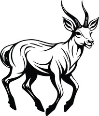 Naklejka premium Antelope Running Logo Monochrome Design Style