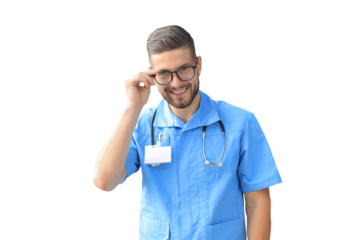 Smiling doctor on a transparent background