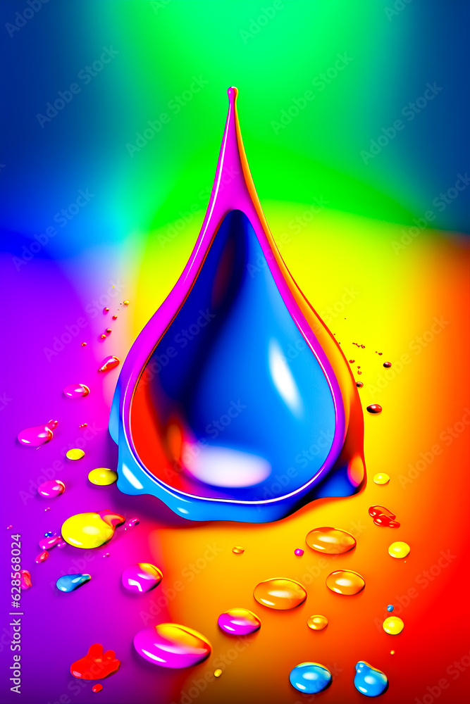 Aufkleber multicolored picture of drop of water on colorful surface