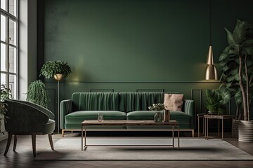 green living room sofa,. Generative AI