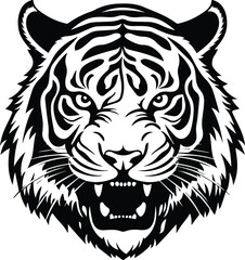Angry Tiger Logo Monochrome Design Style