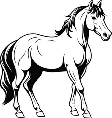 Obraz na płótnie Canvas Arabian Horse Logo Monochrome Design Style