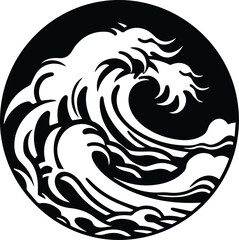 Sea Storm Logo Monochrome Design Style