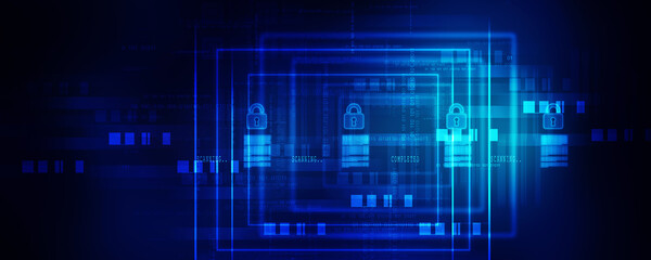 2d illustration Safety concept: Closed Padlock on digital background
