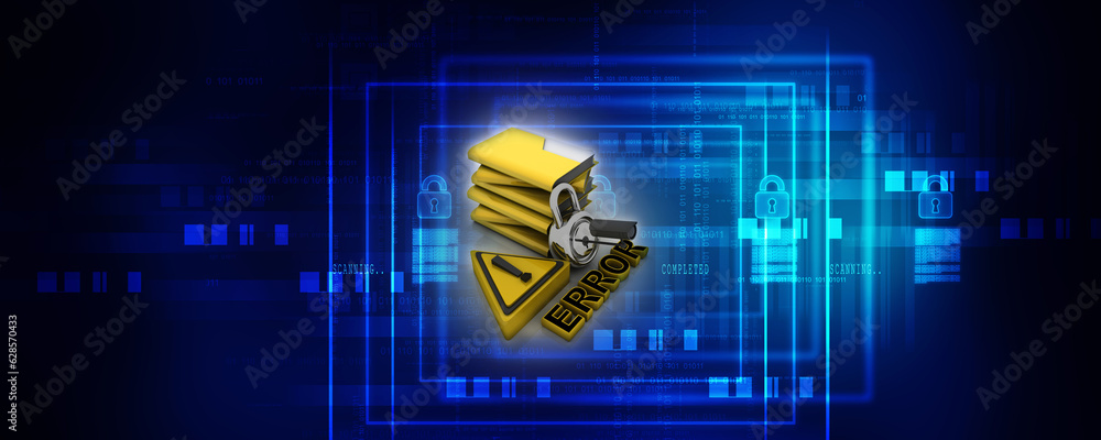 Poster 3d rendering folder protected lock