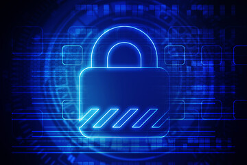 2d illustration Safety concept: Closed Padlock on digital background