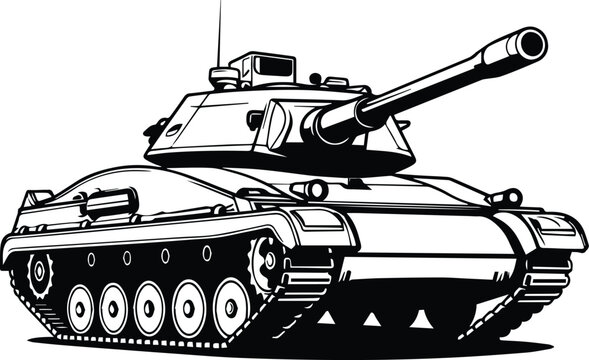 Army Tank Logo Monochrome Design Style