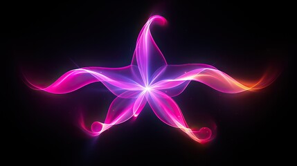 Colorful smoke in the shape of a star isolated on dark background. 