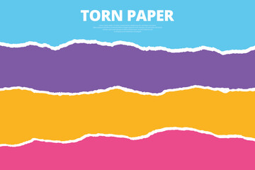 Torn paper colorful background ripped paper post or banner design