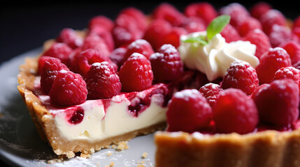 Raspberry white chocolate tarte Generative AI