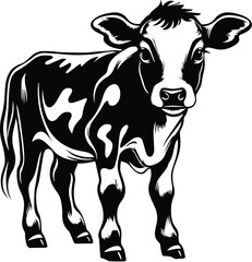 Baby Cow Logo Monochrome Design Style
