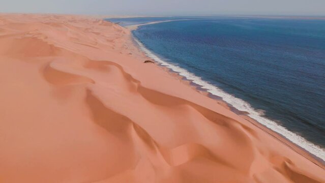 Aerial Drone, Where Desert Meets the Ocean, Sandwich Harbour, Namibia, Africa