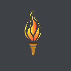 Illuminated torch icon vector illustration on black background