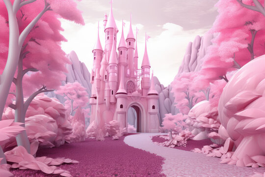 The Enchanted Pink Doll's Castle: A Magical Journey. Generative AI