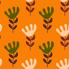 Fototapeta premium Unusual flower seamless pattern in simple style. Cute stylized flowers background.