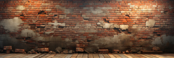 Banner. Background, texture, red brick wall and floor. Background for the site. AI generative.