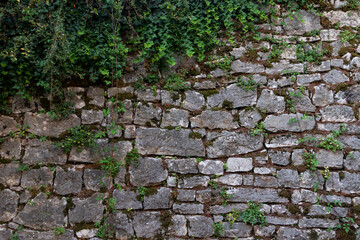 Stone wall with moss