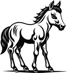 Obraz na płótnie Canvas Baby Horse Logo Monochrome Design Style