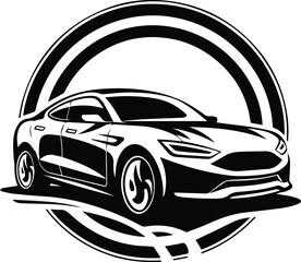 Electric Vehicle Logo Monochrome Design Style