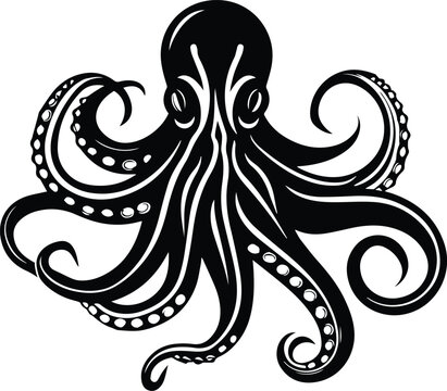 red octopus Logo Monochrome Design Style