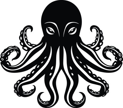 red octopus Logo Monochrome Design Style